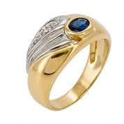 Anello - 18 carati Oro bianco, Oro giallo - 0.33ct. tw. Zaffiro - Diamante - Made in Italy - Handmade