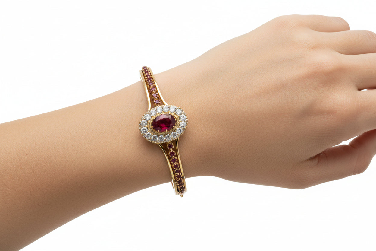 Bracciale - 9 kt Oro giallo - 1.99ct. tw. Rubino - Diamante