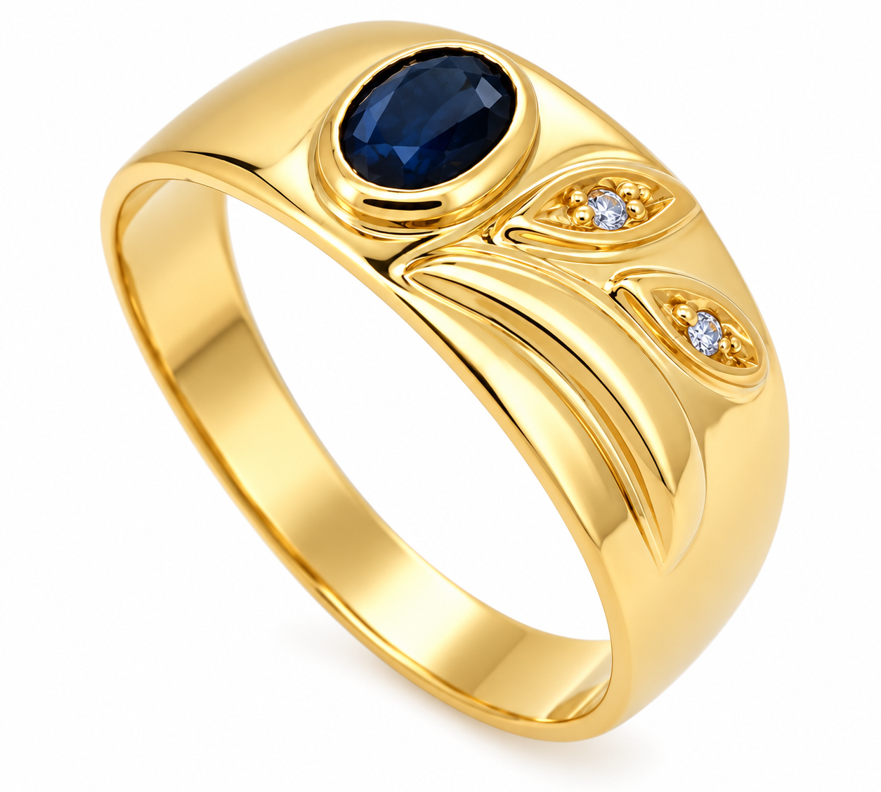Anello - 18 carati Oro giallo - 0.92ct. tw. Zaffiro - Diamante - Made in Italy - HandMade
