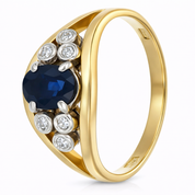 Anello - 18 carati Oro giallo  Oro Bianco- 0.61ct. tw. Zaffiro - Diamante