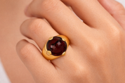 Anello - 18 carati Oro giallo - 10.00ct. tw. Granato