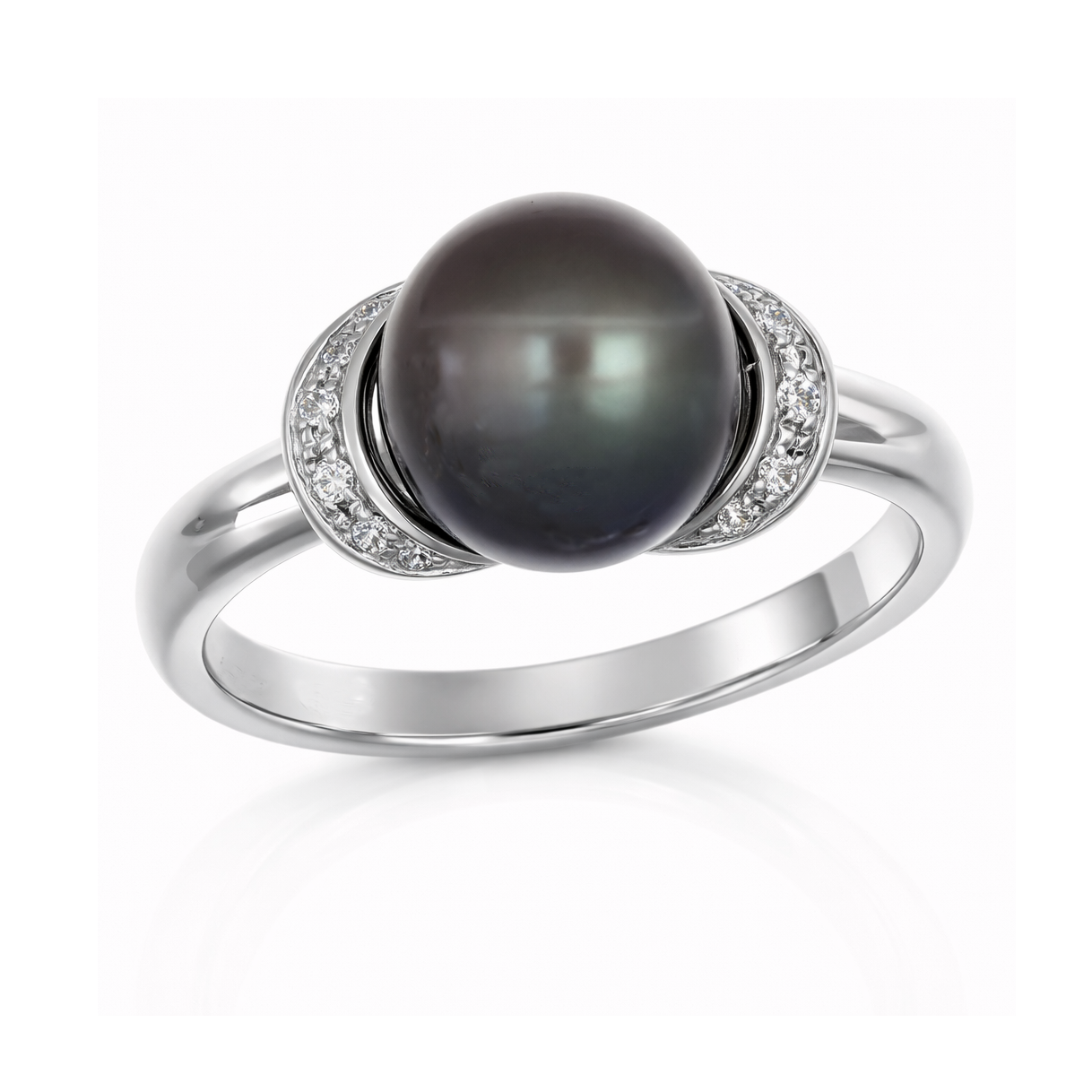 Anello - 18 carati Oro bianco Perla - Diamante