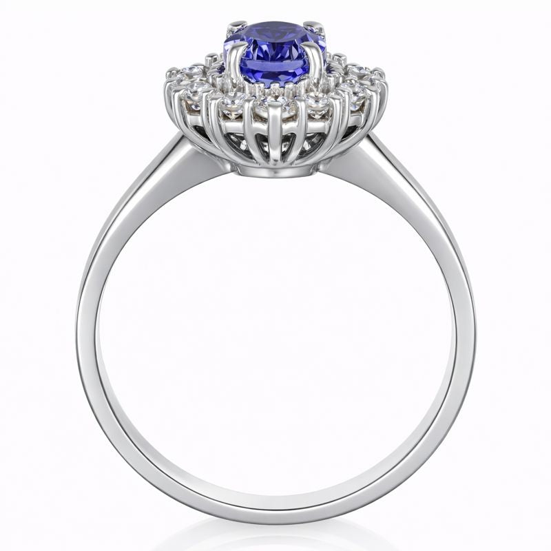 Anello - 18 carati Oro bianco - 1.70ct. tw. Diamante (Naturale) - Tanzanite