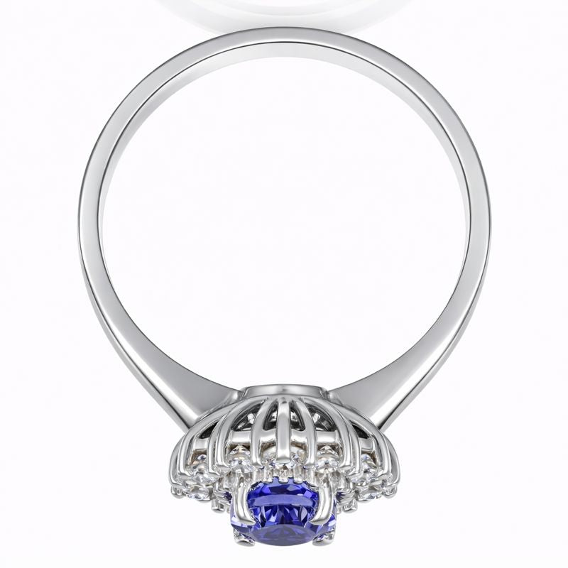 Anello - 18 carati Oro bianco - 1.70ct. tw. Diamante (Naturale) - Tanzanite