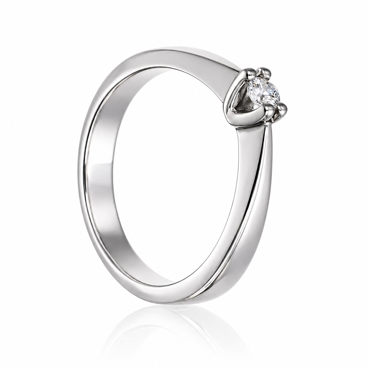 Anello - 18 carati Oro bianco - 0.10ct. tw. Diamante (Naturale)