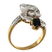 Anello - 18 carati Argento, Oro giallo - 1.95ct. tw. Zaffiro - Diamante