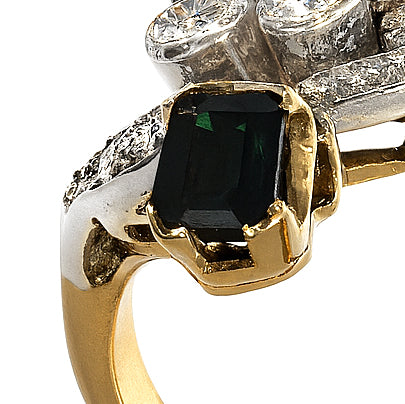 Anello - 18 carati Argento, Oro giallo - 1.95ct. tw. Zaffiro - Diamante