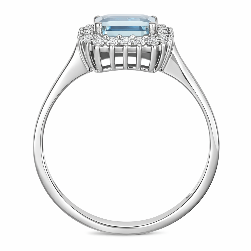 Anello - 18 carati Oro bianco - 1.08ct. tw. Acquamarina - Diamante