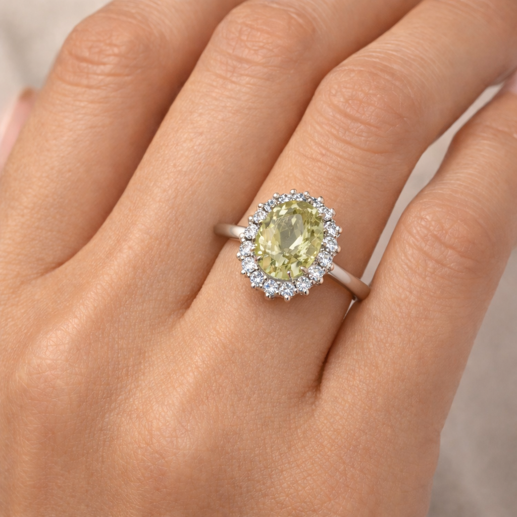 Anello - 18 carati Oro bianco - 2.59ct. tw. Tormalina - Diamante