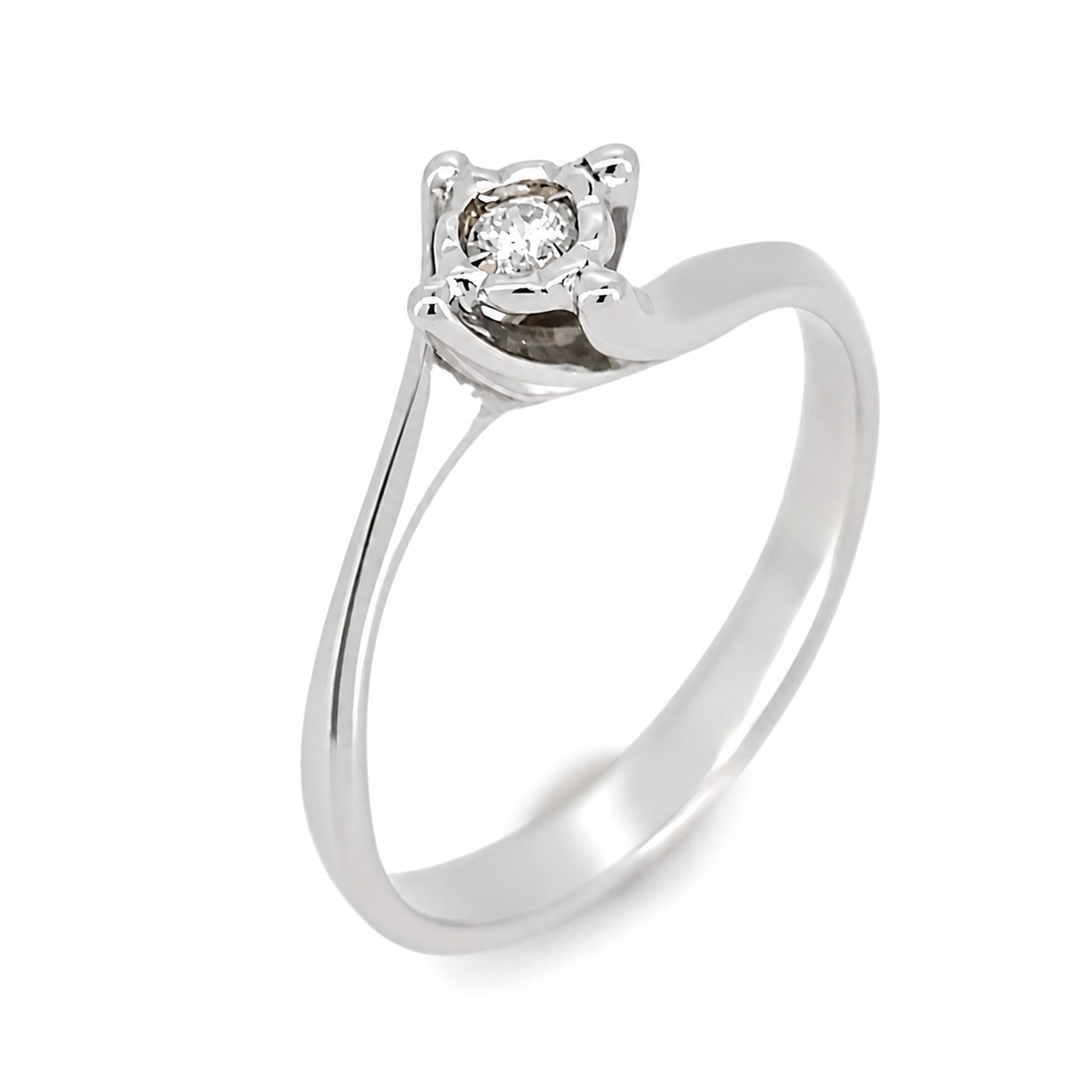 Anello - 18 carati Oro bianco - 0.08ct. tw. Diamante (Naturale) - Made in Italy - HandMade