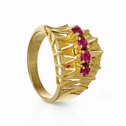 Anello - 18 carati Oro giallo - 0.32ct. tw. Rubino