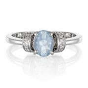 Anello - 18 carati Oro bianco - 1.39ct. tw. Acquamarina - Diamante