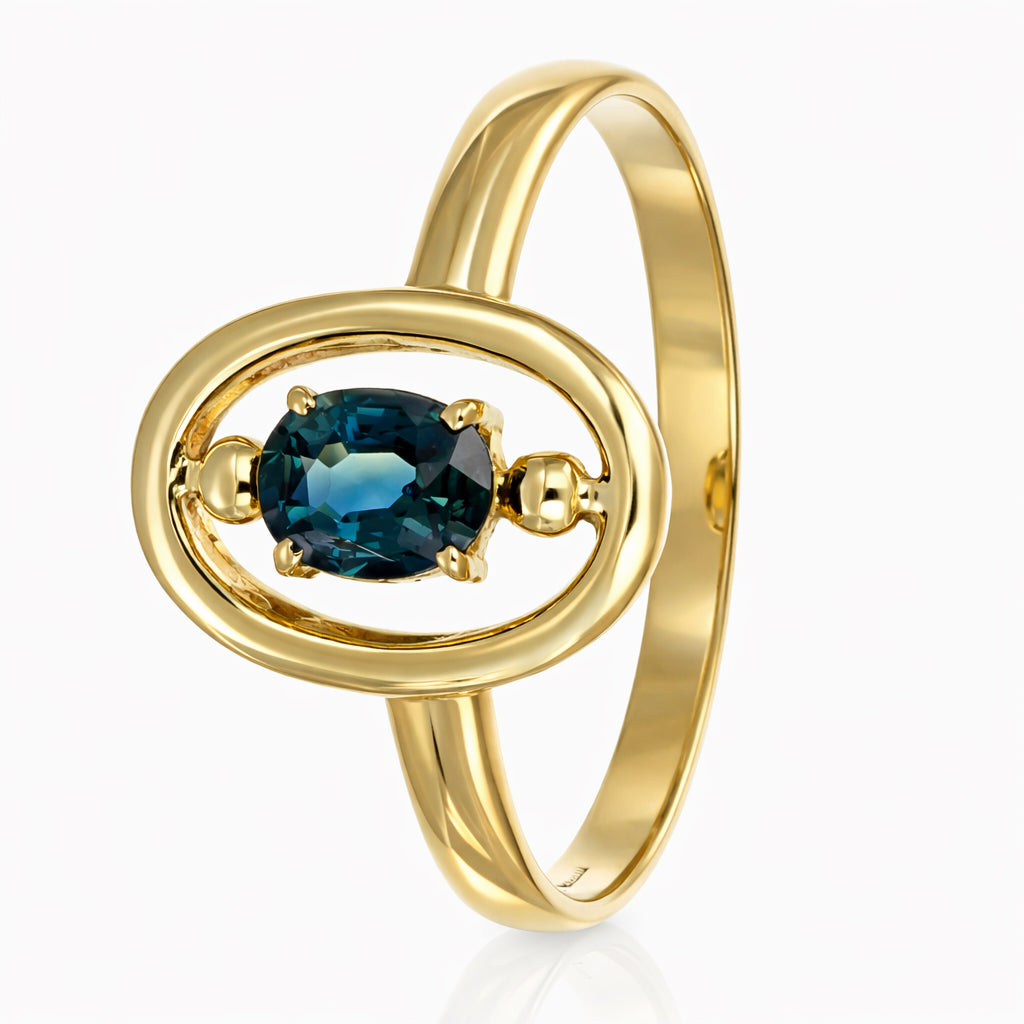 Anello - 18 carati Oro giallo - 0.45ct. tw. Zaffiro