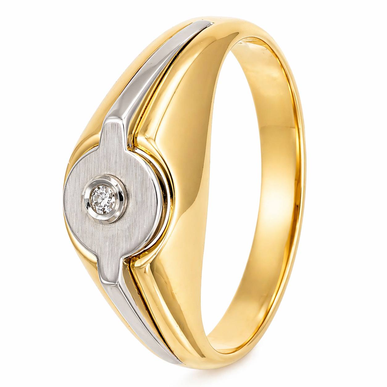 Anello - 18 carati Oro giallo, Oro bianco - 0.03ct. tw. Diamante (Naturale)