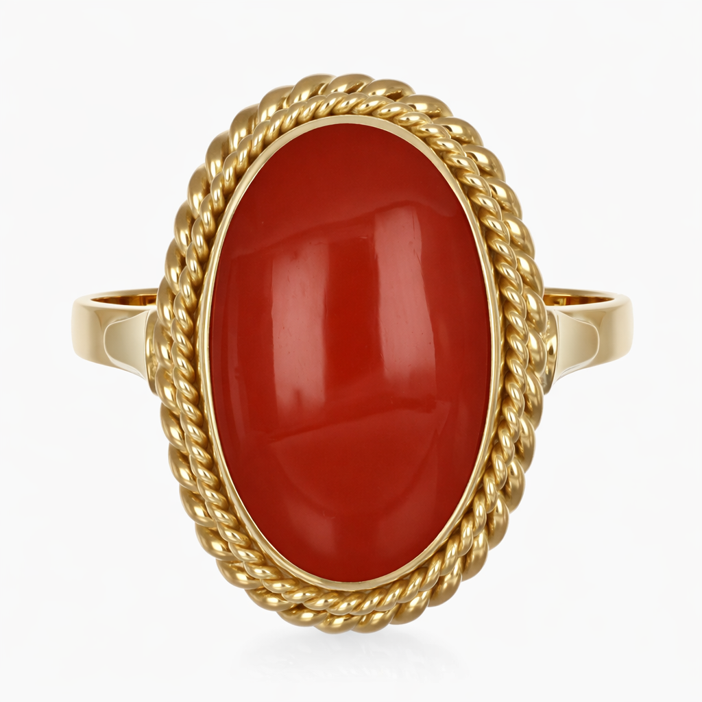 Anello - 18 carati Oro giallo Corallo