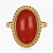 Anello - 18 carati Oro giallo Corallo
