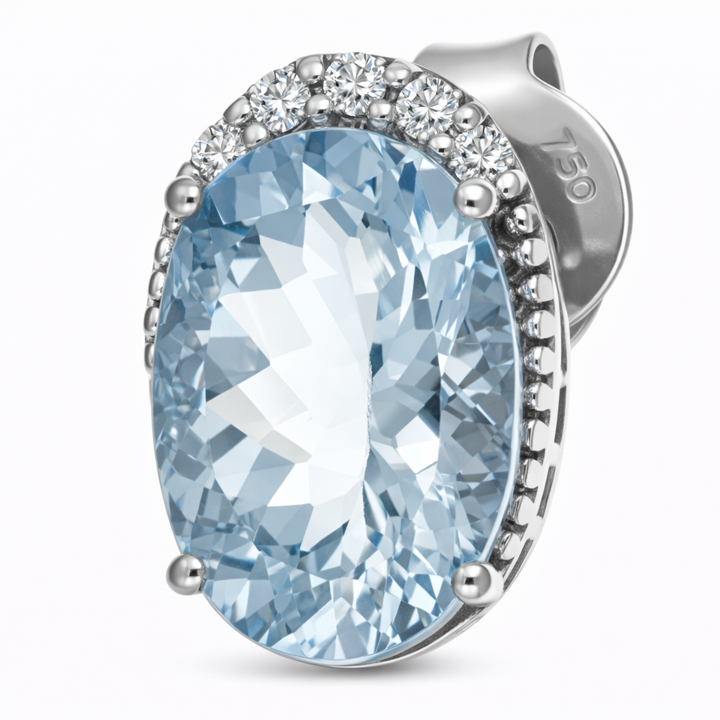 Orecchini - 18 carati Oro bianco - 1.95ct. tw. Acquamarina - Diamante