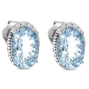 Orecchini - 18 carati Oro bianco - 1.95ct. tw. Acquamarina - Diamante