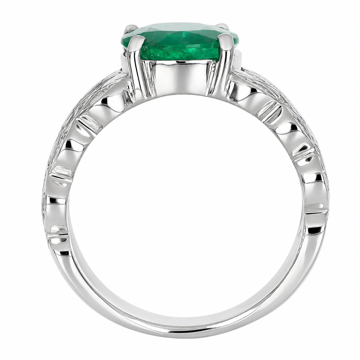 Anello - 18 carati Oro bianco - 3.00ct. tw. Smeraldo - Diamante