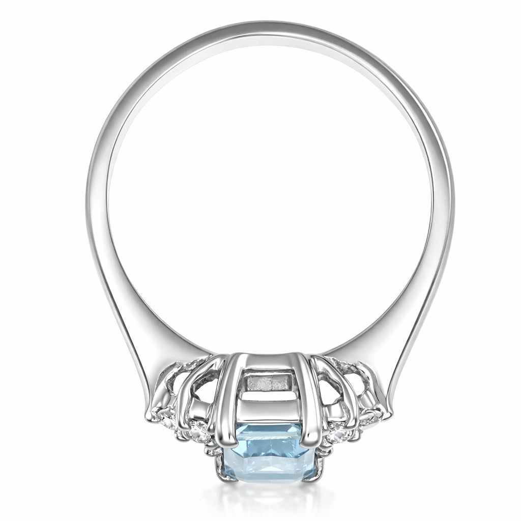 Anello - 18 carati Oro bianco Acquamarina - Diamante