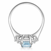 Anello - 18 carati Oro bianco Acquamarina - Diamante