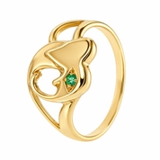 Anello - 18 carati Oro giallo - 0.02ct. tw. Smeraldo
