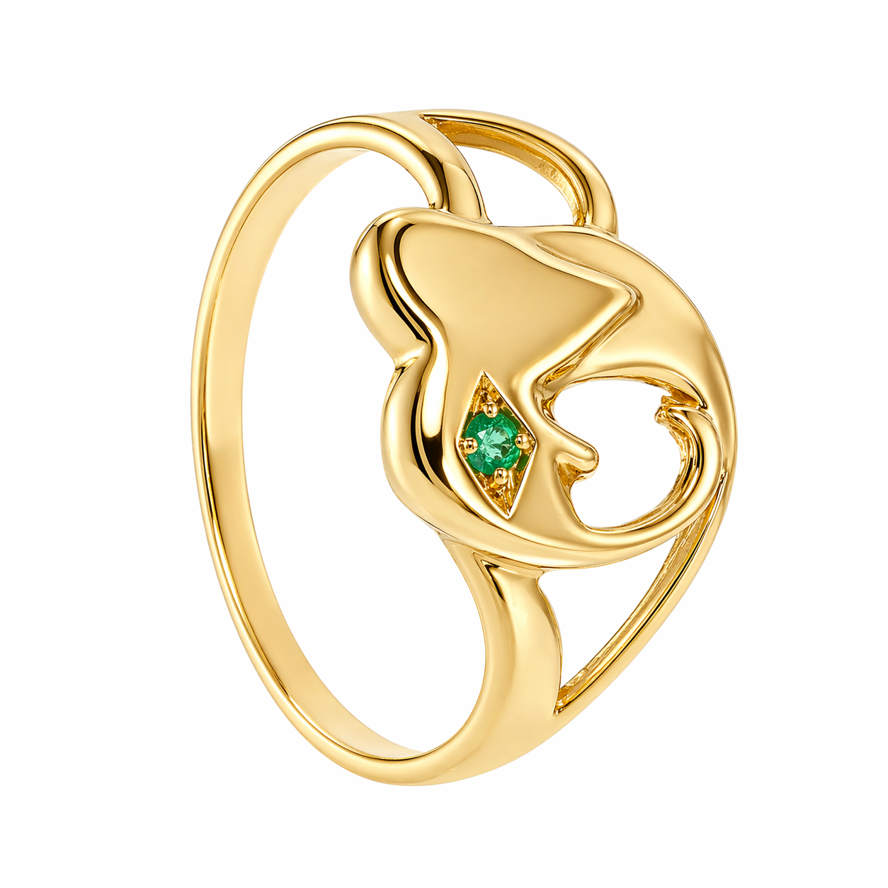 Anello - 18 carati Oro giallo - 0.02ct. tw. Smeraldo