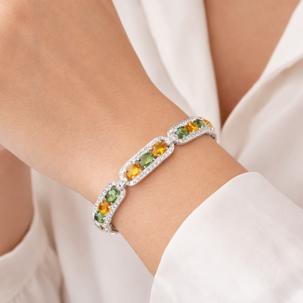 Bracciale - 14 carati Oro bianco - 19.10ct. tw. Zaffiro - Diamante