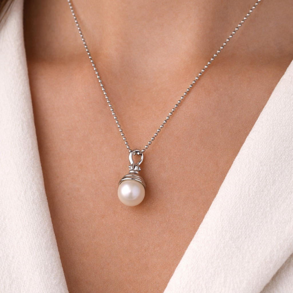 Collana con ciondolo - 18 carati Oro bianco