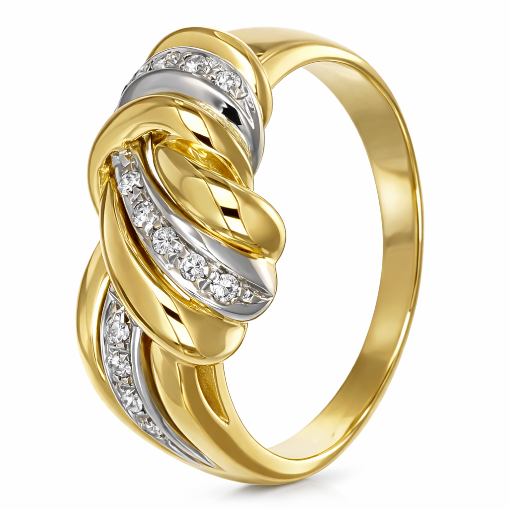 Anello - 18 carati Oro bianco, Oro giallo - 0.13ct. tw. Diamante (Naturale)
