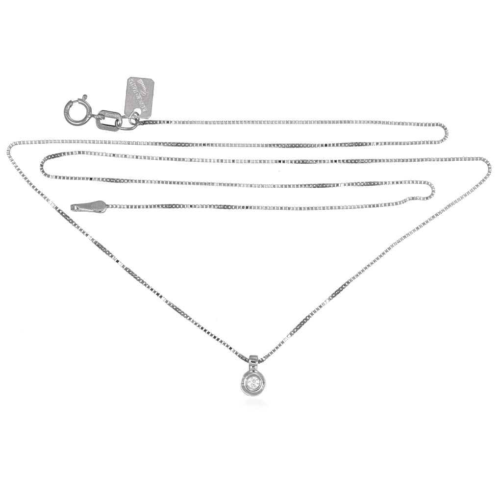 Collana con ciondolo - 18 carati Oro bianco - 0.04ct. tw. Diamante (Naturale)