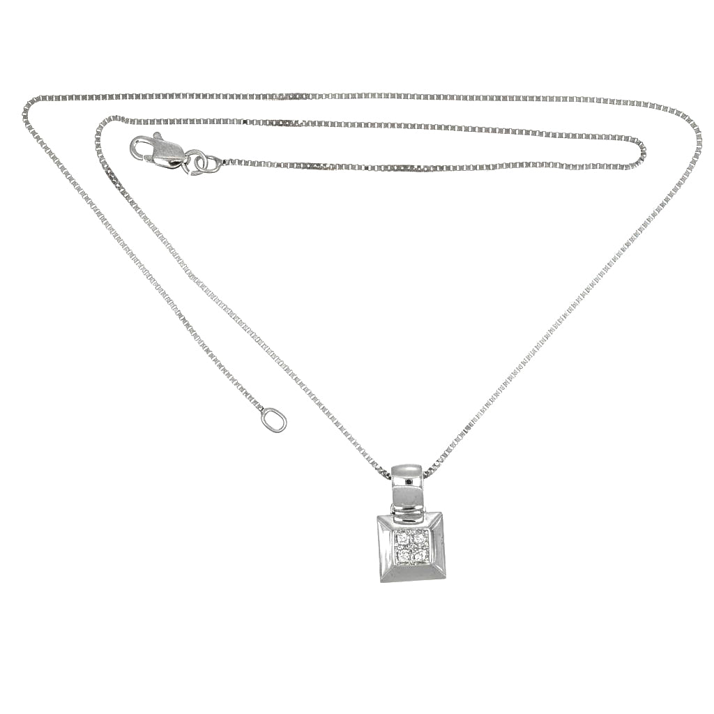 Collana con ciondolo - 18 carati Oro bianco - 0.08ct. tw. Diamante (Naturale)