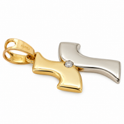 Ciondolo - 18 carati Oro giallo, Oro bianco - 0.03ct. tw. Diamante (Naturale) - Made in Italy - Handmade