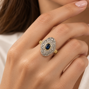Anello - 18 carati Oro bianco, Oro giallo - 0.50ct. tw. Zaffiro - Diamante - Made in Italy - Handmade