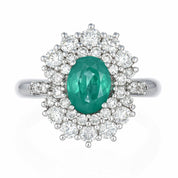 Anello - 18 carati Oro bianco - 2.20ct. tw. Smeraldo - Diamante