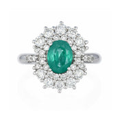 Anello - 18 carati Oro bianco - 2.20ct. tw. Smeraldo - Diamante