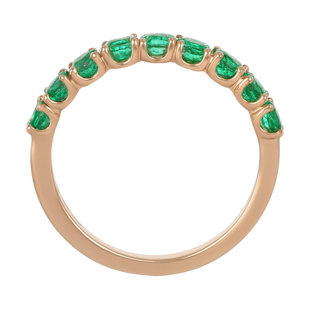 Anello - 18 carati Oro giallo - 1.08ct. tw. Smeraldo