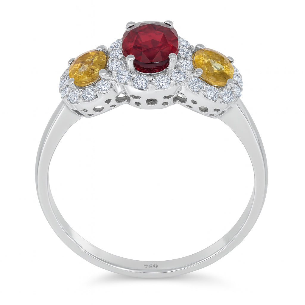 Anello - 18 carati Oro bianco, Zaffiri - Rubino - Diamanti - 2.48ct. tw.