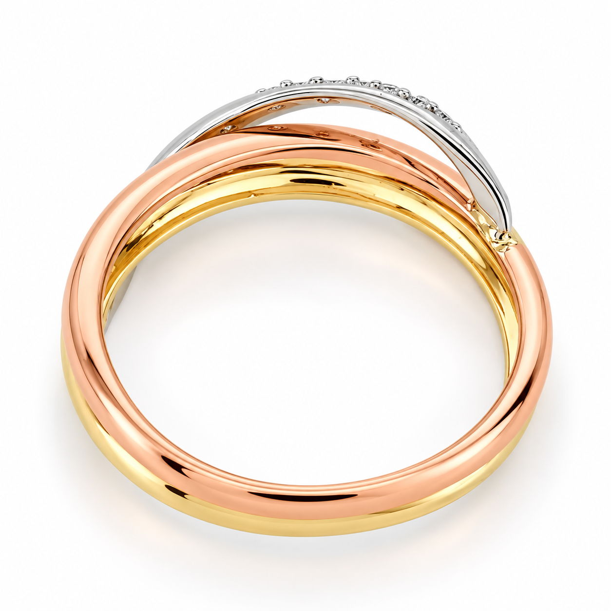 Anello - 18 carati Oro giallo, Oro rosa, Oro bianco - 0.07ct. tw. Diamante (Naturale) - Made in Italy - Handmade