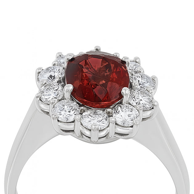 Anello - 18 carati Oro bianco - 3.30ct. tw. Tormalina - Diamante