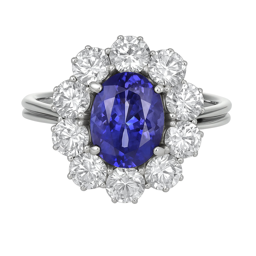 Anello - 18 carati Oro bianco - 4.10ct. tw. Tanzanite - Diamante