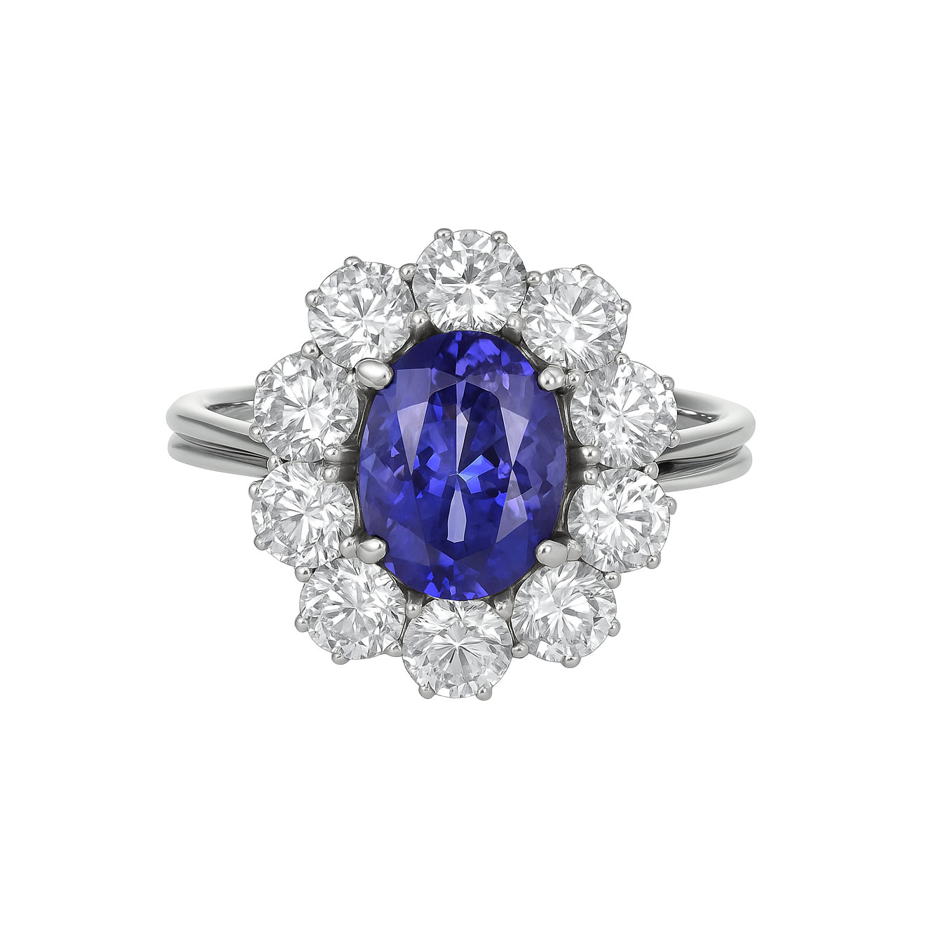 Anello - 18 carati Oro bianco - 4.10ct. tw. Tanzanite - Diamante