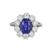 Anello - 18 carati Oro bianco - 4.10ct. tw. Tanzanite - Diamante