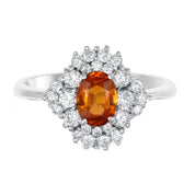 Anello - 18 carati Oro bianco Tormalina - Diamante