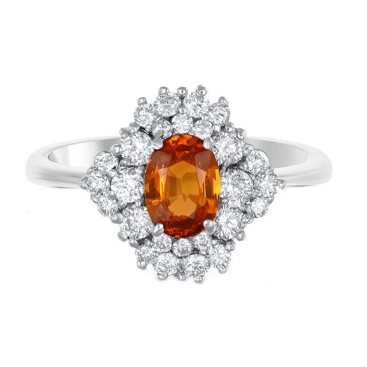 Anello - 18 carati Oro bianco Tormalina - Diamante