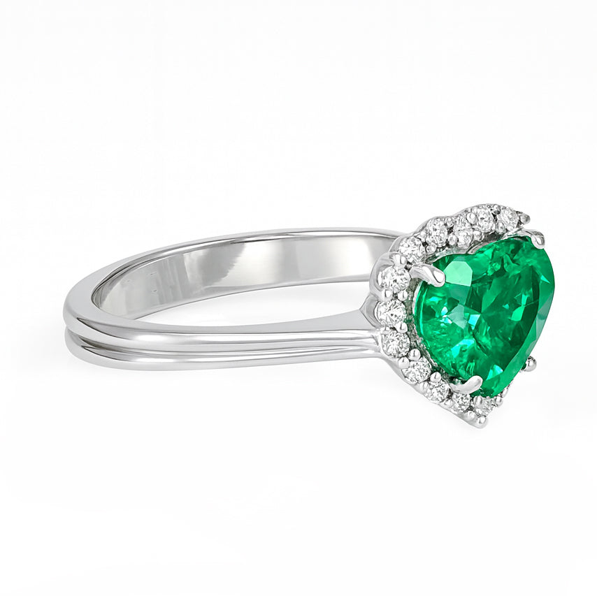 Anello - 18 carati Oro bianco - 1.95ct. tw. Smeraldo - Diamante