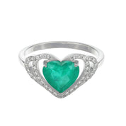 Anello - 18 carati Oro bianco - 2.15ct. tw. Smeraldo - Diamante