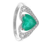 Anello - 18 carati Oro bianco - 2.15ct. tw. Smeraldo - Diamante