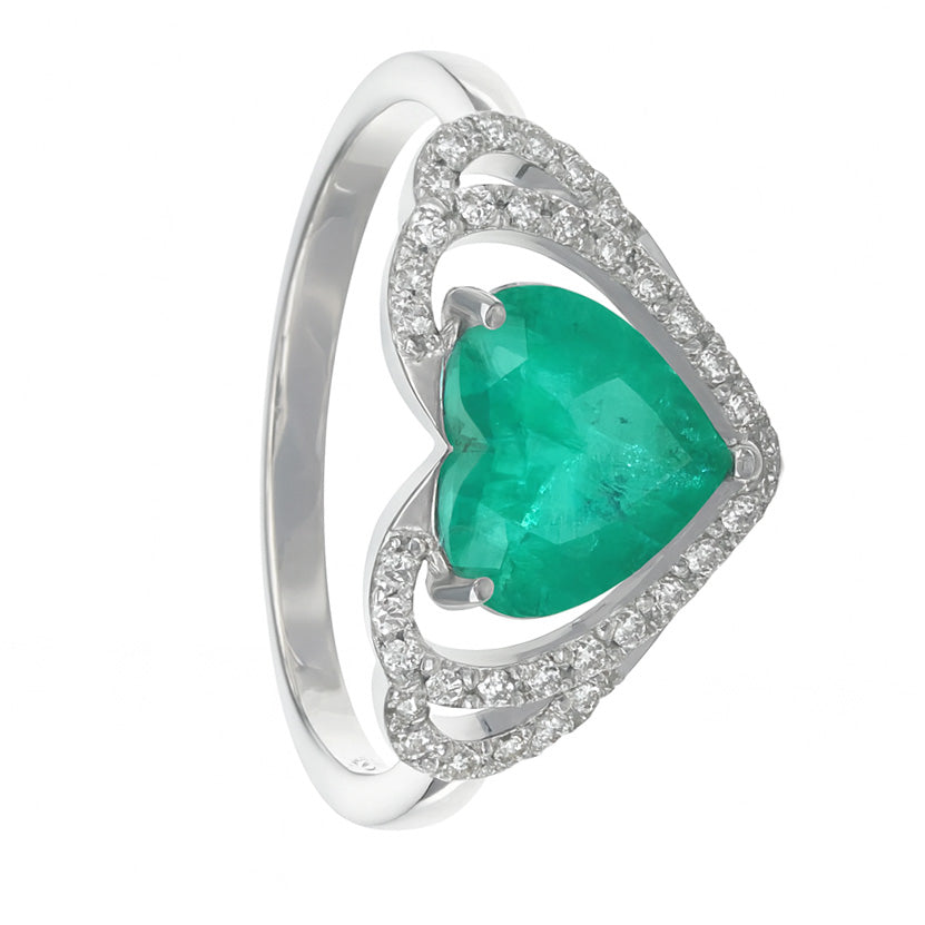 Anello - 18 carati Oro bianco - 2.15ct. tw. Smeraldo - Diamante