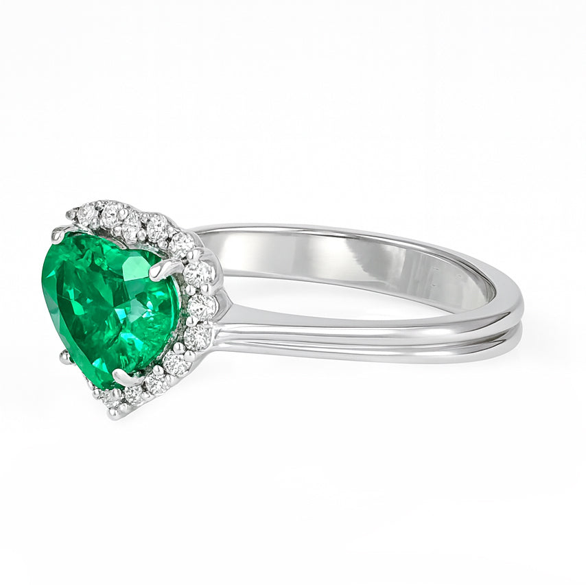 Anello - 18 carati Oro bianco - 1.95ct. tw. Smeraldo - Diamante